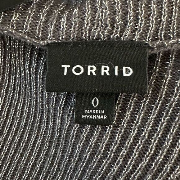Torrid Womens Gray Metallic Drape Front Sweater Cardigan Large Modern Glam - Picture 6 of 11